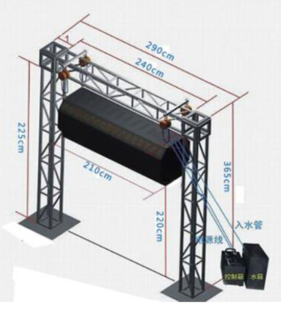 3D全息霧幕機/霧屏/水霧簾安裝調(diào)試示意圖效果圖